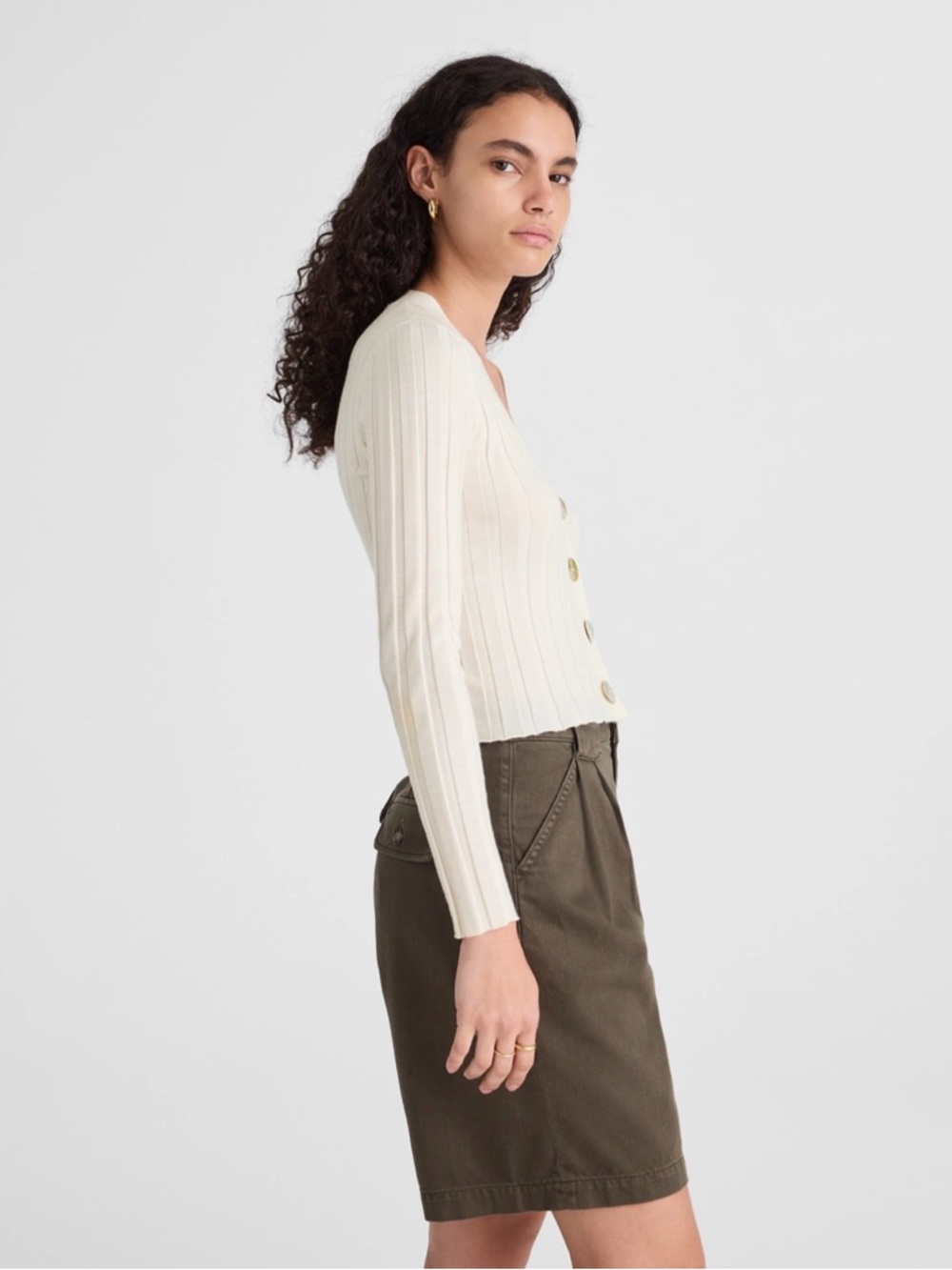 NWT MADEWELL Ribbed V-Neck Cardigan Sweater Merino Wool Silk XXL NW806 - Picture 12 of 14